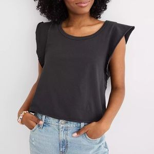 AERIE Flutter sleeve baby tshirt blk size XXL NWT